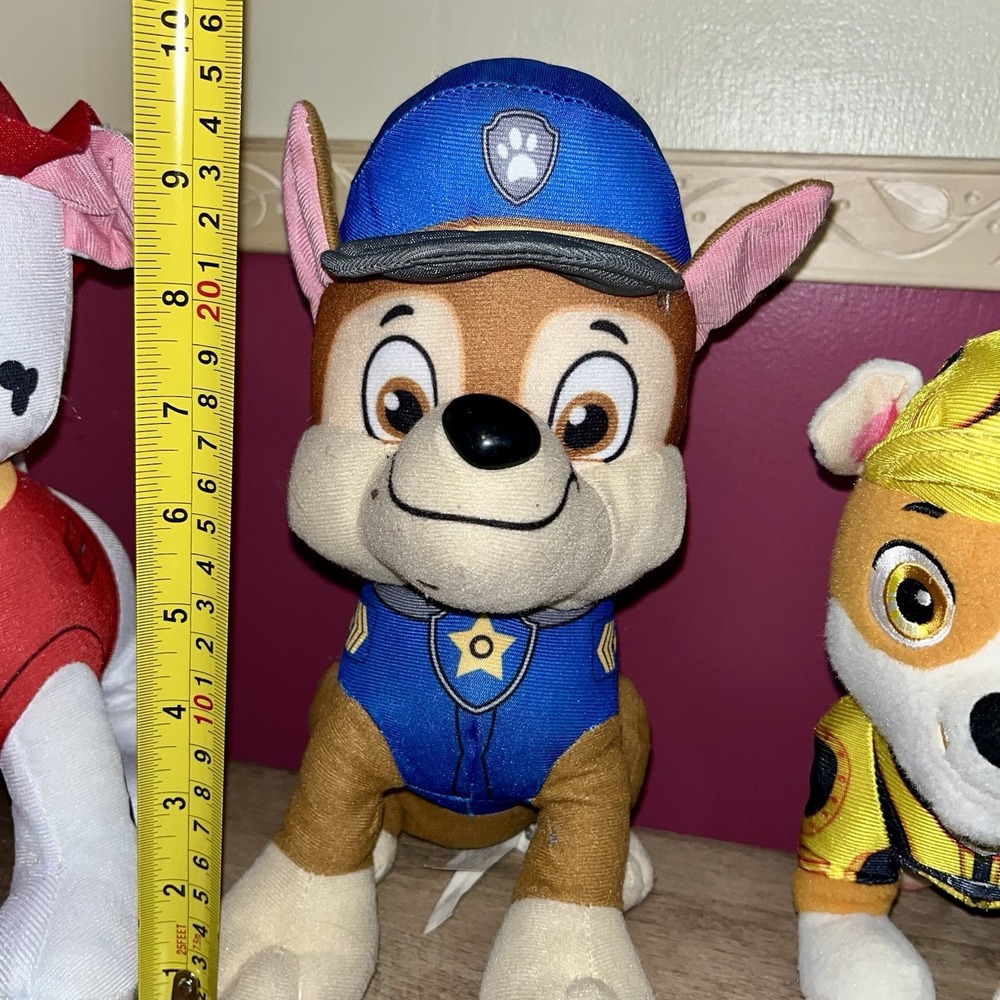Lot Of 3 Plush Paw Patrol Marshall Chase Rubble Stuffed Animal 8-10" - Picture 4 of 16